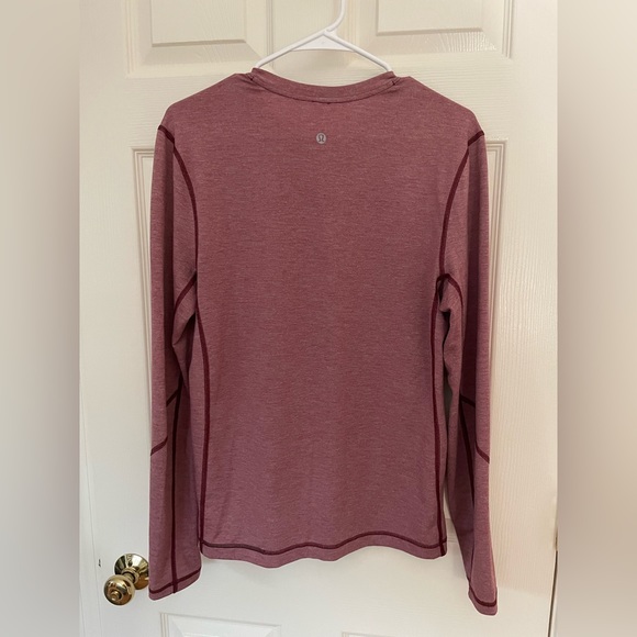 Lululemon Mens T.H.E. Henley Long Sleeve Shirt Heathered Rosewood Small - Picture 3 of 5